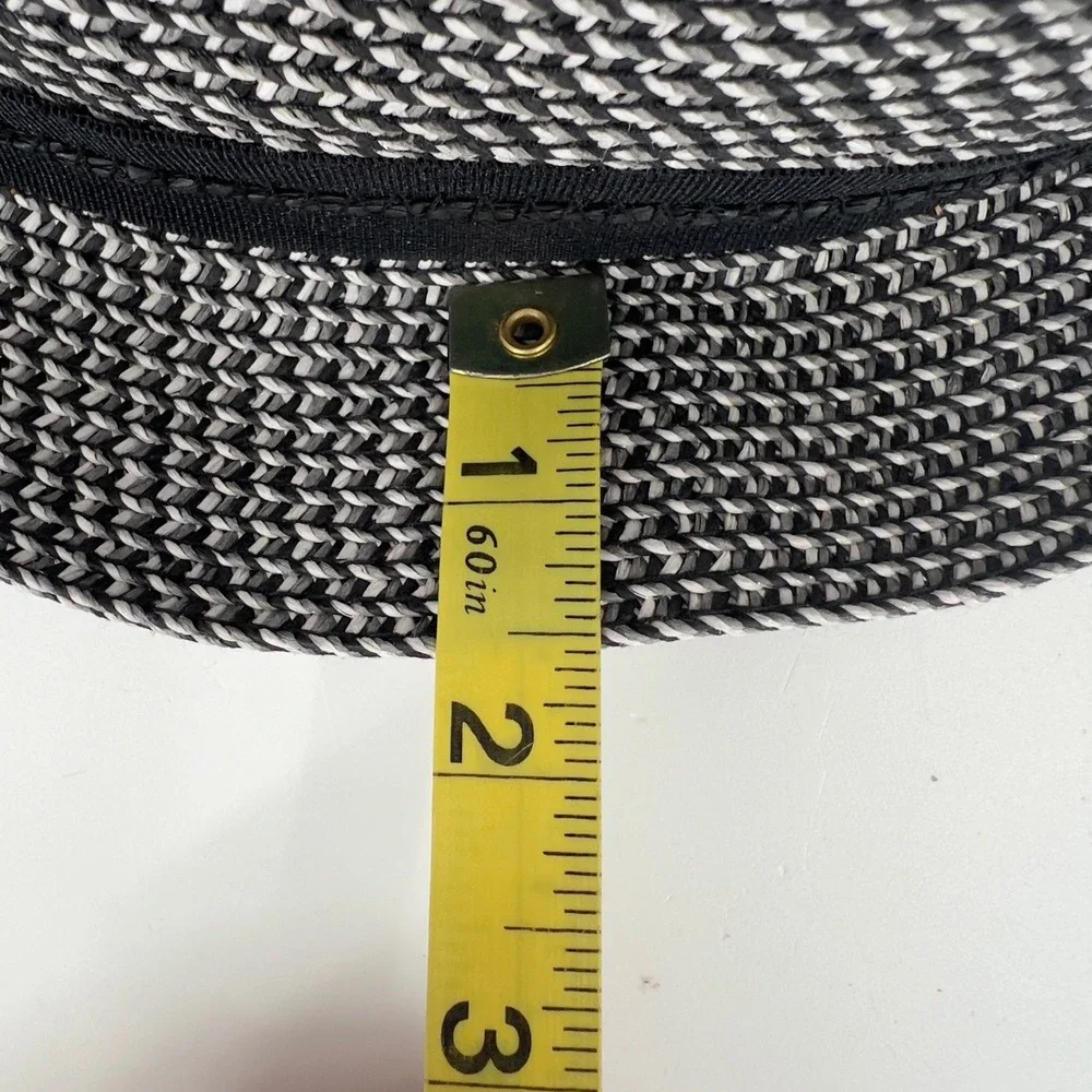 Nine West Womens Fedora Black White Woven Chevron Grosgrain Band O/S